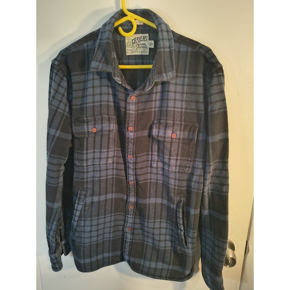 Grayers Heritage Flannel Shirt Blue Plaid 100% Cotton Men's L